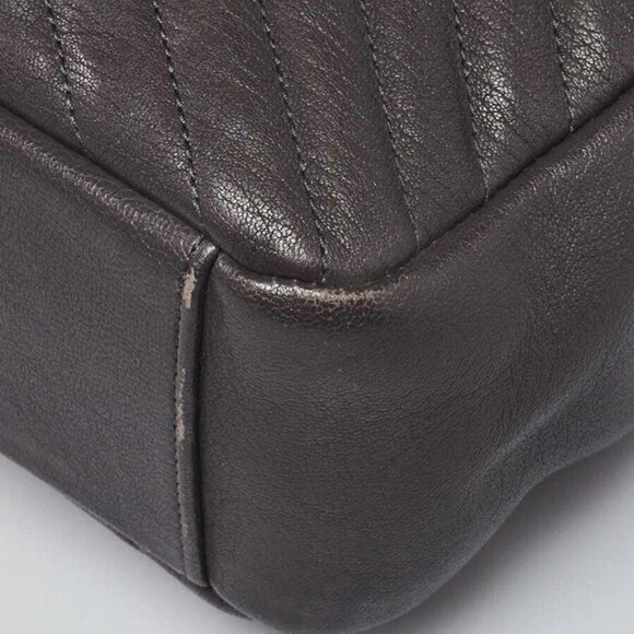 Yves Saint Laurent Grey Chevron Quilted Leather Monogram Large College Bag - Picture 7 of 10